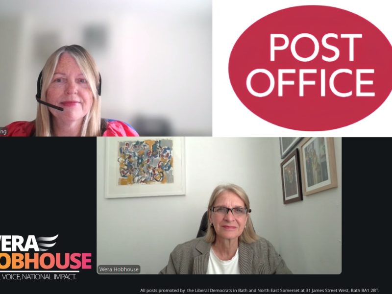 Wera Hobhouse MP talking Laura Tarling, Post Office Ltd External Affairs Manager
